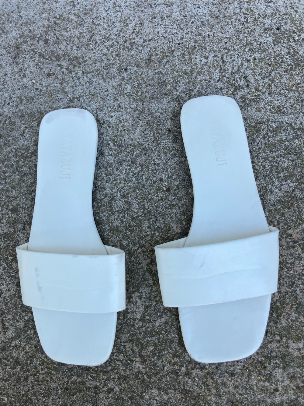 White Slide Sandals - Minimal Women's Leather Slides